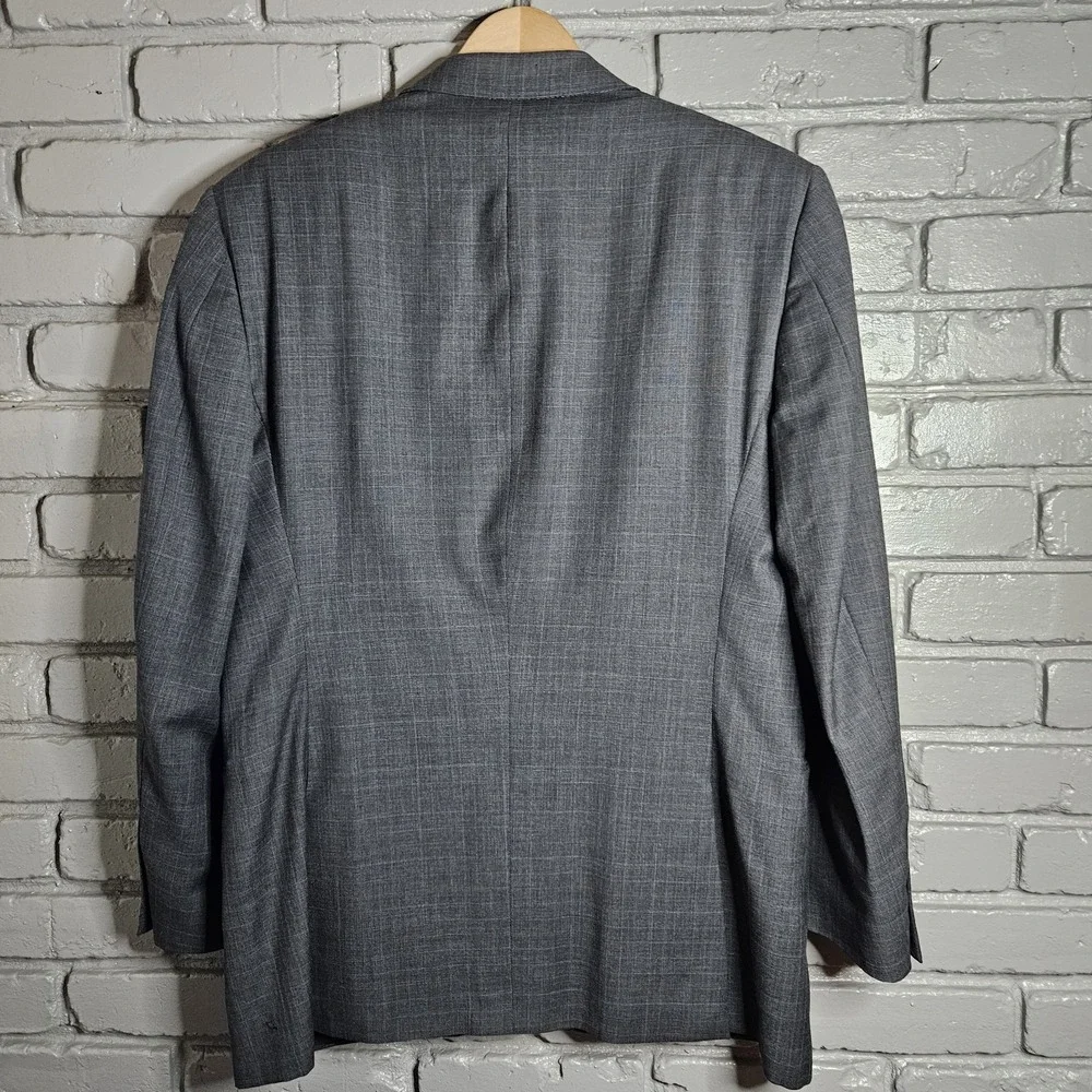 Vintage Burberry London Mens Wool‎ Suit Grey Plaid Windowpane 41R 34X30